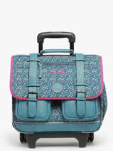Boekentas Op Wieltjes Kinderen 2 Compartimenten Cameleon Blauw vintage fantasy CR38